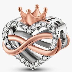 Love slide charm in rose gold and sterling silver fits all Pandora brace…